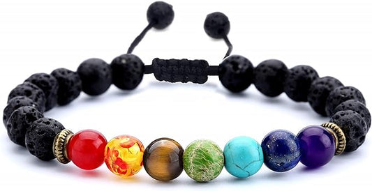 Pulsera de Piedras de Lava 7 Chakras